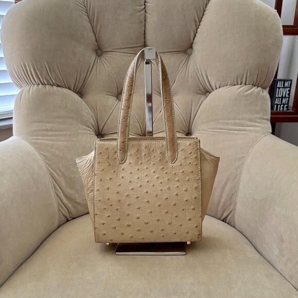Auth KWANPEN Singapore Genuine Ostrich MINI Satchel Tote Bag - Picture 1 of 4